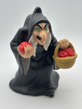 Vintage Disney Snow White Wicked Witch W/ Apple Basket Ceramic Figurine